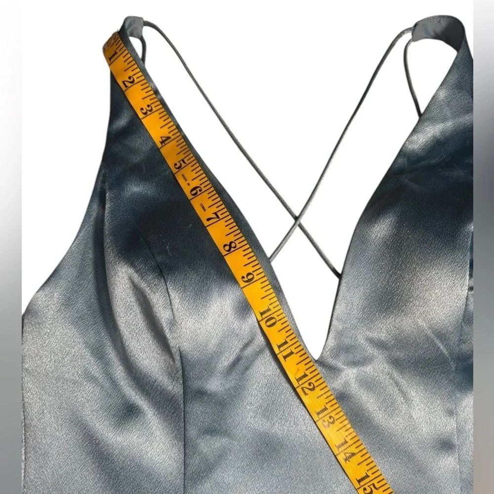 Aidan by Aidan Mattox Womens Blue Satin Evening Sheath Dress Gown size 6 - Picture 14 of 17